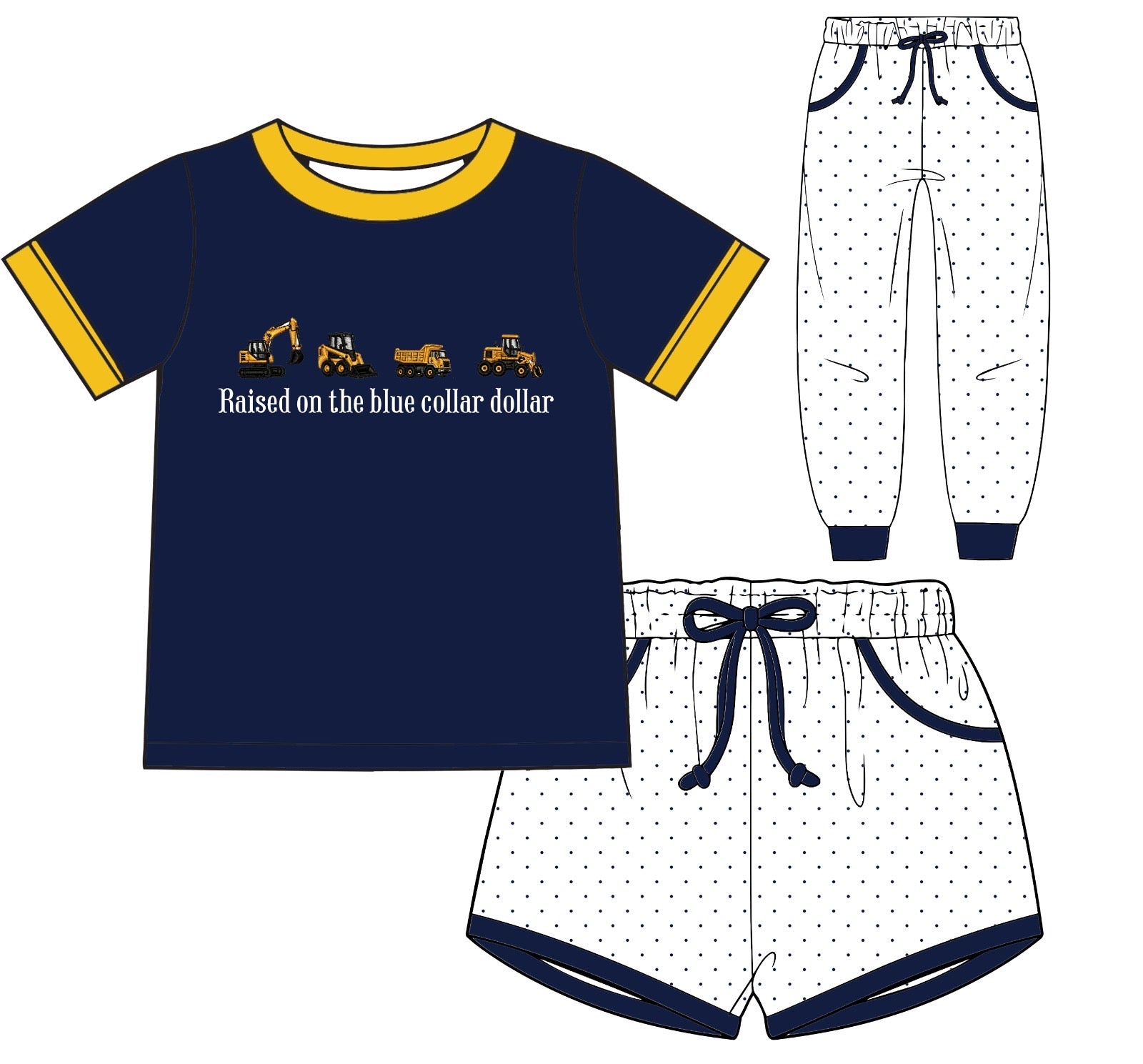 Blue Collar Heavy Equipment with shorts and pants